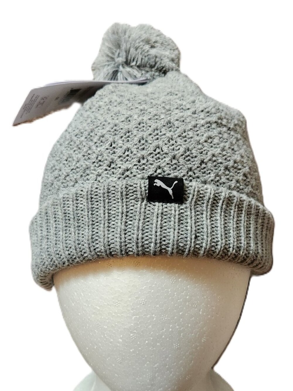PUMA Gray Pom Pom Knit Hat - One Size - NEW NWT